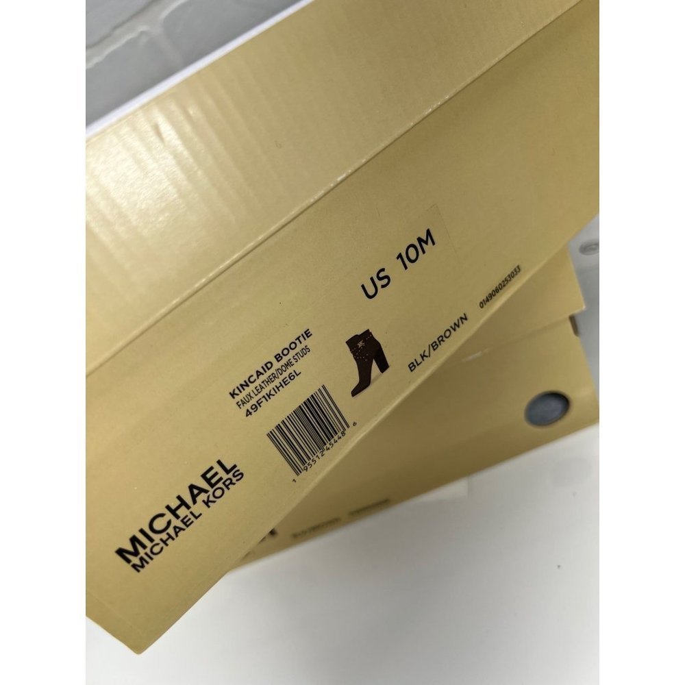 Michael Kors Kincaid Studded Logo Ankle Boot Black Brown Multi - Picture 4 of 11